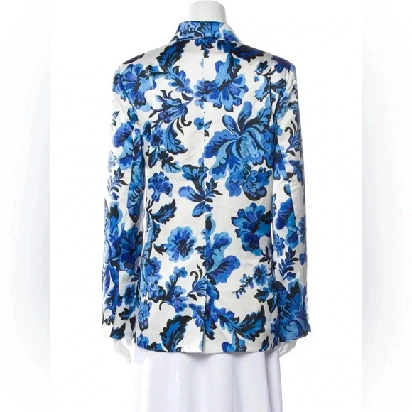 786 Christian Lacroix Floral Silk Blazer Size XS Color White Blue - Picture 3 of 7